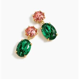 J.Crew Oval-shaped Stone Drop Earrings Green Pink